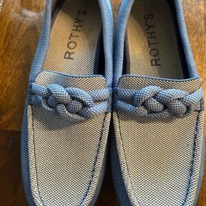 Rothy's Blue Slip-On Drivers with Braided Detail